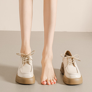 Zapatos de Mujer Elegantes Estilo Bailarina, Nuevos con Aumento Interno, Cordones, Tacón Alto, Plataforma Gruesa, Ligeros, Transpirables, para Verano - Product Image 3