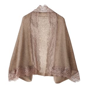 Nuova moda donna lunga sciarpa di lana 100% Cashmere pizzo Poncho donna maglia in pizzo Cashmere sciarpa scialle personalizzato Mongolia adulto inverno - Product Image 1
