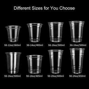 Gobelets en PET transparents avec couvercle en plastique jetables pour boissons froides, bubble tea, jus, café, avec logo personnalisé, 98 mm, 16 oz, pour cadeaux promotionnels - Product Image 3