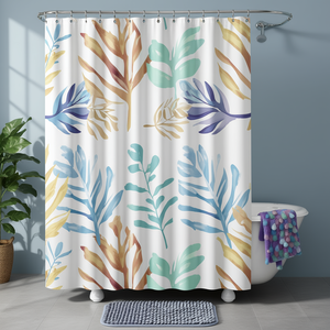 Juego de Baño de Lujo de 14 Piezas, Cortina de Ducha Premium con Alfombra de Goma, Colores Variados, Accesorios de Baño - Product Image 3