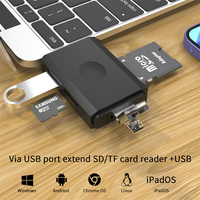 3 conectores para SDXC,Micro Compatible con Win Dows,Mac OS 3 en 1 Lector de tarjetas SD TF plegable Lectores de tarjetas de memoria
