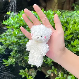 Gantungan kunci beruang Teddy Mini kecil lembut kustom boneka binatang mewah gantungan kunci boneka beruang Teddy mewah