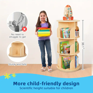 <span class=keywords><strong>Torre</strong></span> de estantería giratoria para niños de espacio pequeño 360 estante de almacenamiento de estantería de pie con chasis grande para habitación de niños - Product Image 4