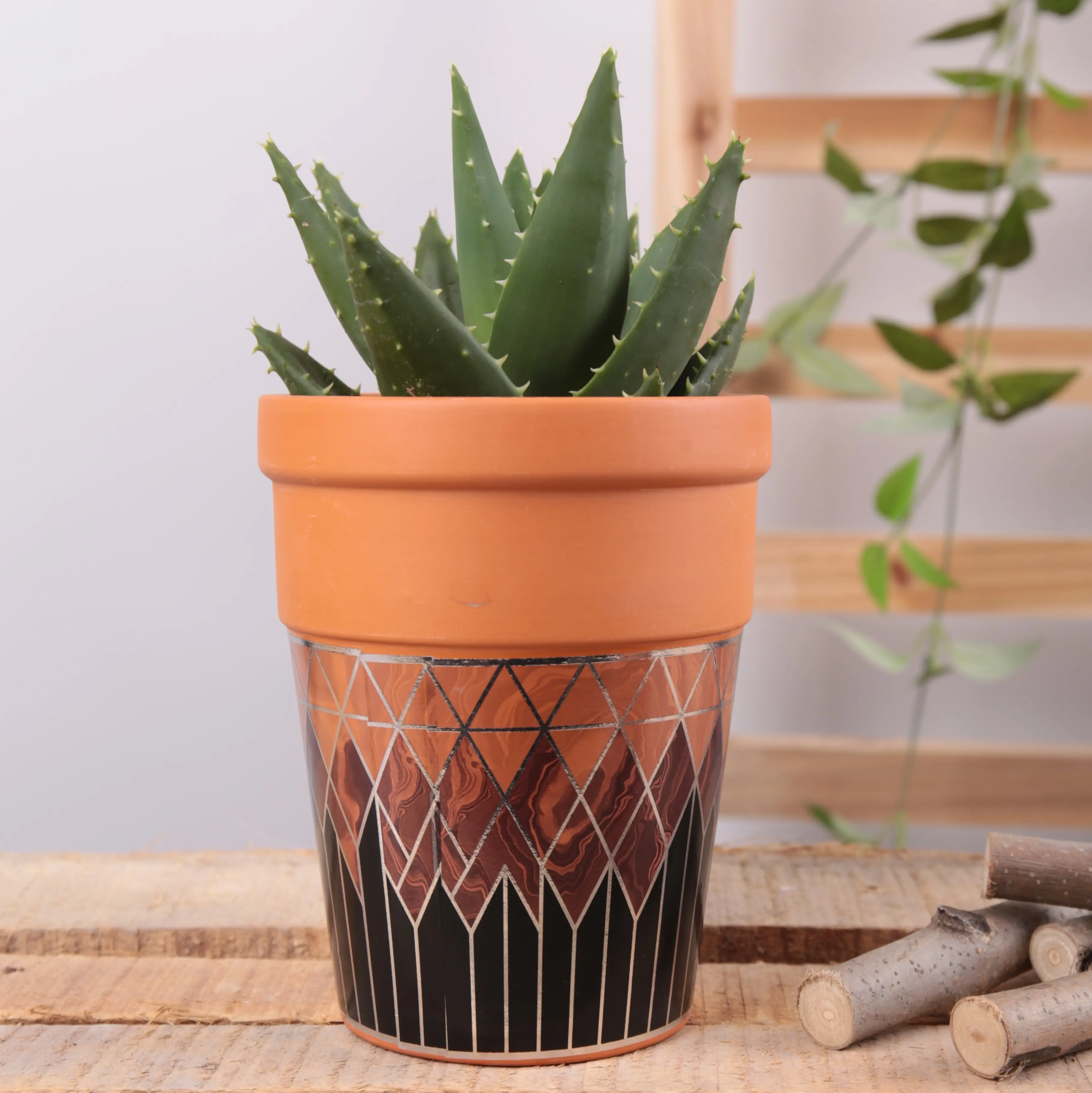 Novo Tipo Geometria Romana Moderno Decalque Bonsai Indoor Outdoor Garden Plant Terra Cotta Flower Pot