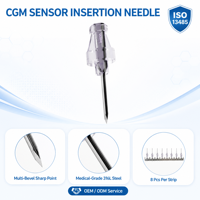 Aiguille de capteur CGM Ieeton Medical, canule rainurée de qualité médicale 316L, diamètre 0,6 mm, pointe multi-biseautée, longueur 10,15 mm, certifiée CE