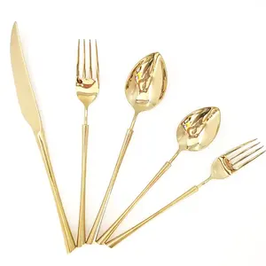 การออกแบบใหม่ที่สง่างามทองแต่งงานชุดช้อนส้อมทนทาน304สแตนเลส Flatware