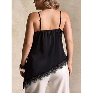 FOXA – haut en dentelle respirant pour femmes, grande taille, bretelles spaghetti, sans manches, col en V, asymétrique, tenue d'été décontractée - Product Image 2