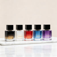 Emballages cosmétiques personnalisés, flacons de parfum carrés en verre uniques, 100 ml, 50 ml, 30 ml, base lourde, vaporisateur, flacon de parfum