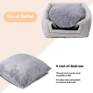 Anpassbares Fabriklogo Umweltfreundliches Weiches Waschbares Rechteckiges Katzen- und Hundebett im Weihnachtsrentier-Design Haustierbetten - Product Image 6