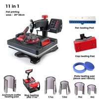 MOMOTECH Presse à Chaud Mini 5 en 1 et 8 en 1 Manuelle 29*38 cm pour T-shirts, Casquettes, Tasses, Vêtements en Combo pour Impression par Sublimation de Logos 110V Nouveau
