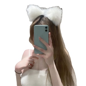 Diadema de Orejas de Gato de Felpa, Color Blanco Puro, Accesorio para el Cabello, Tocado Nupcial para Mujer - Product Image 5