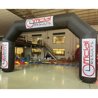 Arche gonflable personnalisée pour compétitions sportives, arche rouge et noire en Oxford pour la promotion d'événements publicitaires avec affichage du logo