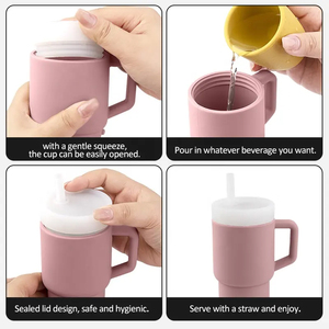 Nuevo Vaso de Silicona de 9oz para Bebés con Tapa Antiderrames, Adorable Vaso Miniatura con Asa, Regalo para Niños - Product Image 5