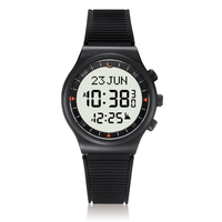 Montre de prière numérique musulmane AL-SAHAR avec alarme, montre sport Azan, écran LCD, boîtier en plastique, bracelet en silicone, rétroéclairage AS-S016