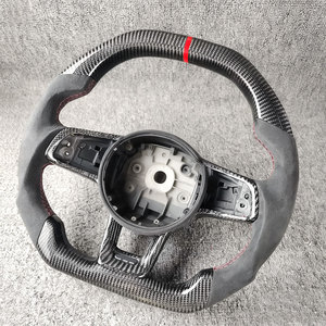 Volant sport à 3 branches à fond plat en cuir et fibre de carbone pour Volkswagen <span class=keywords><strong>Golf</strong></span> 7.5 GTI MK7 Polo GTS GTD <span class=keywords><strong>GTE</strong></span> R Passat CC - Product Image 3