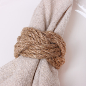 Anneaux de serviette en chanvre tressé marron, écologiques, modernes, élégants, faciles à nettoyer, en stock, pour Noël, mariages, fêtes, restaurants - Product Image 5