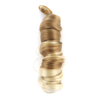 Extensions de cheveux synthétiques bouclées à la française, couleur brun doré, 22-28 pouces, tresses élastiques au crochet