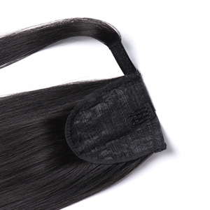 Coletas de pelo sintético para mujer, extensiones de cabello con cordón para <span class=keywords><strong>cola</strong></span> de caballo, para envolver cabello liso - Product Image 4
