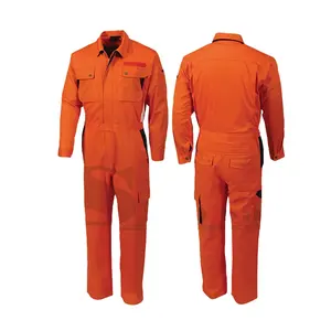 100% Katun Pakaian Kerja Keselamatan Kerja Setelan Oranye untuk Pria Pakaian Kerja Seragam Jumpsuit