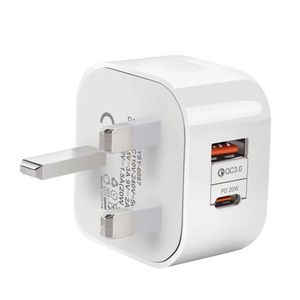 20W A+<b>C</b> Dual Usd Power Adapter UK <b>Plug</b> Fast Charging Cell Phone Charger - Product Image 3
