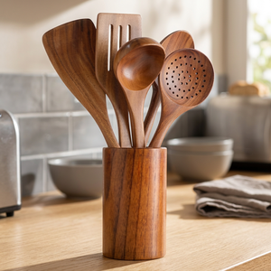 Cuchara de Madera Hecha a Mano, Apta para Alimentos, Acabado Lacado, Utensilio de Cocina de Madera Natural, Precios Competitivos - Product Image 1