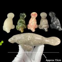 Vente en gros de sculptures de manatés en cristal naturel de 15 cm, diverses pierres précieuses, sculptures d'animaux marins pour la décoration et les cadeaux
