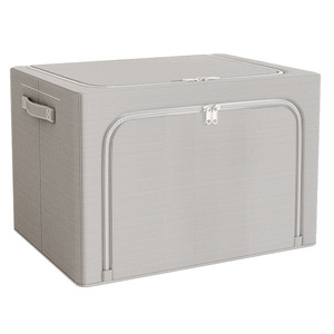 Oxford Cloth <b>Storage</b> <b>Box</b> Rectangle <b>Folding</b> Clothing Organizer With Zipper Door For Bedroom Wardrobe <b>Storage</b> - Product Image 5