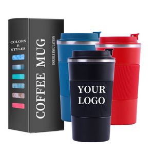 Custom Eco Friendly 380ML Silicone Sleeve <b>Coffee</b> Mugs Insulated Double Walled Stainless Steel Travel Cup Tumbler with Lid - Product Image 4