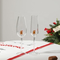 Verre à vin rouge haut de gamme en borosilicate transparent avec motif de Noël, fait main, moderne et luxueux