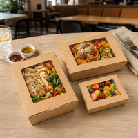 Contenant alimentaire en papier kraft naturel, emballage éco-responsable à emporter pour sandwichs, salades et bols