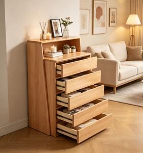 Modern Solid Wood 5-<b>Drawer</b> Living Room Cabinet Scandinavian Style <b>Storage</b> Furniture <b>for</b> Home Use - Product Image 3