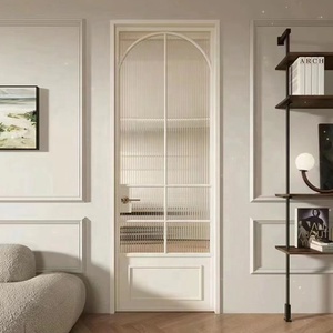 אמריקה סגנון בחצר האחורית נדנדה דלת מעוקל אלומיניום דקורטיבי ברים inswing דלת צירים עם סטורם זכוכית פלדת דלת - Product Image 6