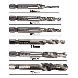 M3-M10 6PCS Composite Tap Broca Set 1/4 ''Hex HSS Rosca Espiral Parafuso Metric Composite Tap Broca Tap Ferramenta de Mão - Product Image 4