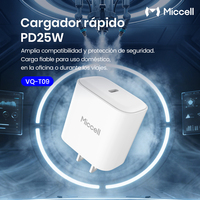 Chargeur économique Miccell de 25 W avec certification Type-C, prise US pour iPhone, téléphones mobiles Android