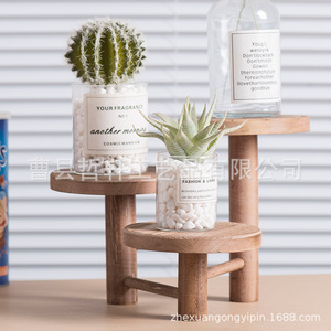 Étagère à fleurs en bois à trois niveaux, type carré sur pied, organisateur de salon ou de bureau, support pour plantes, étagère de rangement multi-niveaux - Product Image 3