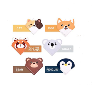 Marcapáginas de animales de dibujos animados más vendidos a nivel internacional, marcapáginas de cuero con clip, marcapáginas triangulares para estudiantes. - Product Image 2