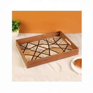 Bandeja DE SERVICIO DE MADERA MDF de estilo moderno, formas cuadradas rectangulares impresas, calidad duradera para ocasiones de boda, mesa decorativa - Product Image 1