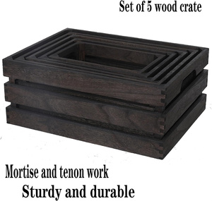 Caisse en bois rustique polie <span class=keywords><strong>pas</strong></span> chère avec poignées, imitation antique, style ferme, pour présentation décorative, grande boîte <span class=keywords><strong>à</strong></span> <span class=keywords><strong>pommes</strong></span> - Product Image 4
