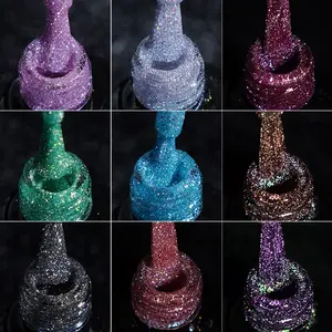 R S Nail Good Quality 15g Reflective Gel Oem Custom Logo Uv Gel Polish 3 Step Gel Diamond Disco Glitter Beauty Supplies