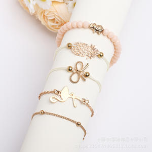 Conjunto de Pulseras de Aleación Estilo Bohemia para Mujer, Chapado en Oro, con Dijes de Animales y Perlas, Regalo de Joyería, Conjuntos de Joyería de Moda - Product Image 3