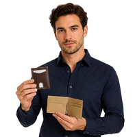 Portefeuille léger en cuir PU pour homme, blocage RFID, fermeture pliante, multifonction, grande capacité, 7 emplacements pour cartes et pince à billets, fait main