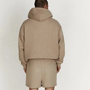 OEM Unisex 100%cotton Size <b>Pocket</b> Hoodie and Shorts Set Men Custom <b>Hoodies</b> and Sweatpants Set Blank <b>Zip</b> up Hoodie Tracksuit - Product Image 4