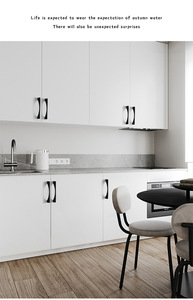Poignées de meubles modernes en alliage d'aluminium noir mat, design minimaliste, pour cuisine, chambre, armoire, commode - Product Image 5