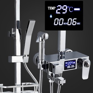 Shower Set With Thermostatic Display <b>Square</b> Rain Shower Head Multi Functional Bathroom Shower System - Product Image 2