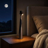 Lampe de table LED moderne et élégante en ABS, rechargeable par USB, à capteur tactile, intensité réglable, sans fil, pour bureau et chambre à coucher