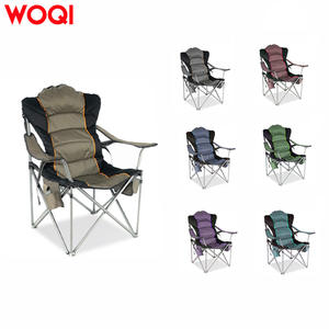 Chaise de camping pliable Woqi, structure en aluminium, tissu Oxford, chaise de jardin portable avec support lombaire et poches latérales - Product Image 1