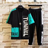 Ensemble d'été pour hommes : T-shirt et pantalon de jogging décontracté, idéal pour le fitness et la gym, style hip-hop, survêtement tendance pour hommes - Nouvelle collection à succès