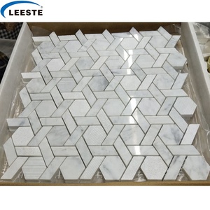Nuevo Diseño de Mosaico para Decoración de Cocinas de Hoteles y Hogares, Superficie Mixta Antideslizante, Mosaico de Mármol Blanco Carrara Irregular - Product Image 1