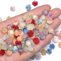 Hiasan Kuku Resin Bentuk Mawar Warna Campur 3D Tema Bunga untuk DIY Casing Ponsel Seni Kuku Dekorasi Natal