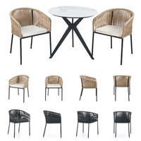 Vente en gros de repas en osier d'extérieur pour café restaurant mobilier de repos chaise de bistrot en osier moderne en métal en rotin